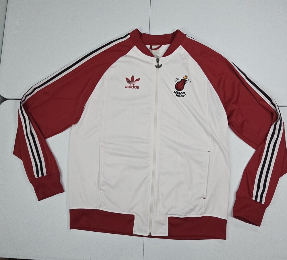 Adidas Miami Heat NBA Track Jacket Men XL Red/White
